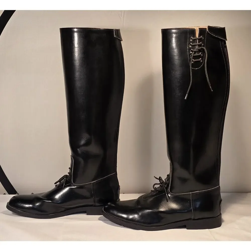 Men's Hispar Tall Equestrian Riding Boots Black Leather Size 11.5